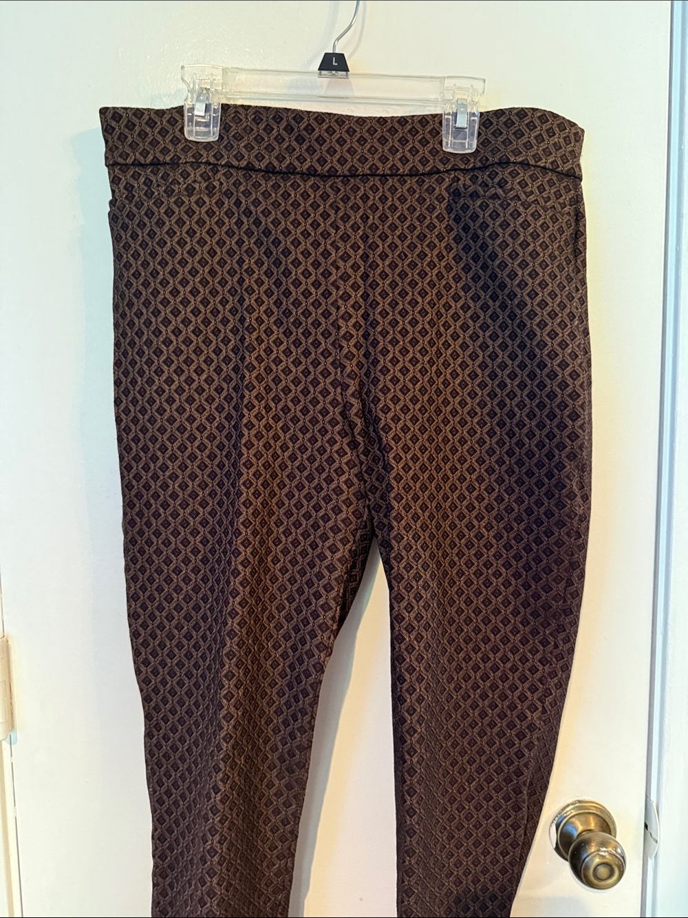 Chico's Brown Textured Diamond Ponte Straight Leg Pants